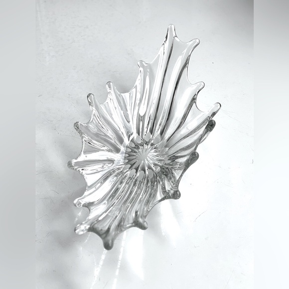 VINTAGE MCM Clear Pulled Glass Bowl Heavyweight Art Glass Unsigned - Picture 14 of 14